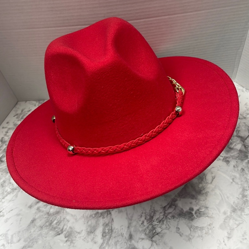 RED Western Cowboy Fedora Style, NWOT